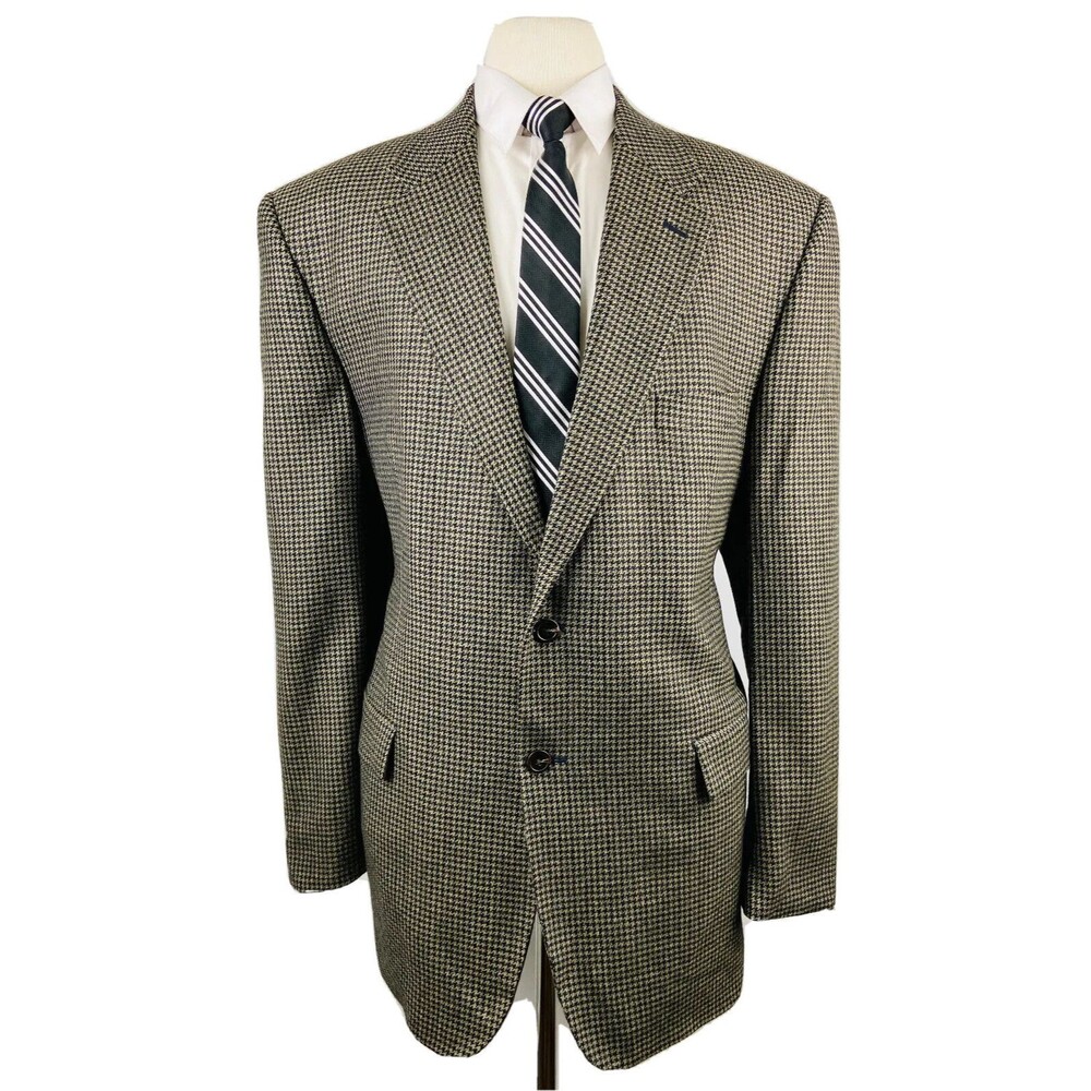 CHAPS RALPH LAUREN MENS 46L BEIGE 100% LAMBSWOOL BLAZER SPORT COAT SUIT JACKET